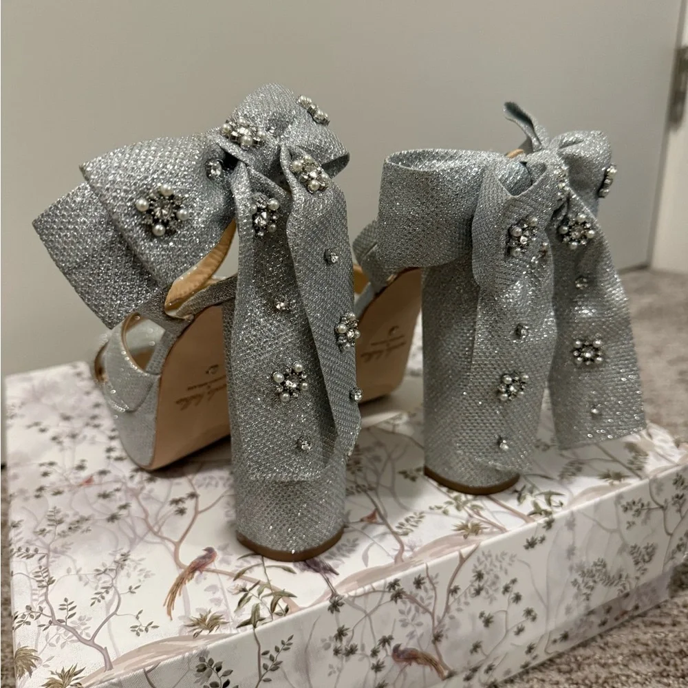 Antonio Melani x Nicola Bathie Lila Bow Heels in Silver - Picture 7 of 11